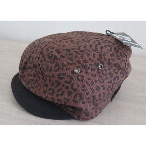 Volcom E5631002 Womens One Size Fits Most Brown Leopard Print Comrahorse Cabbie - Picture 1 of 7